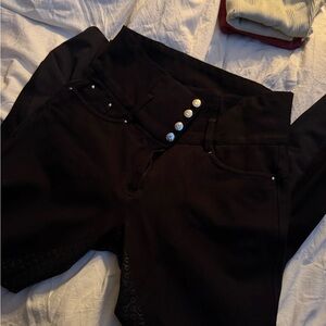 Stylish Black Pants with Button Detail